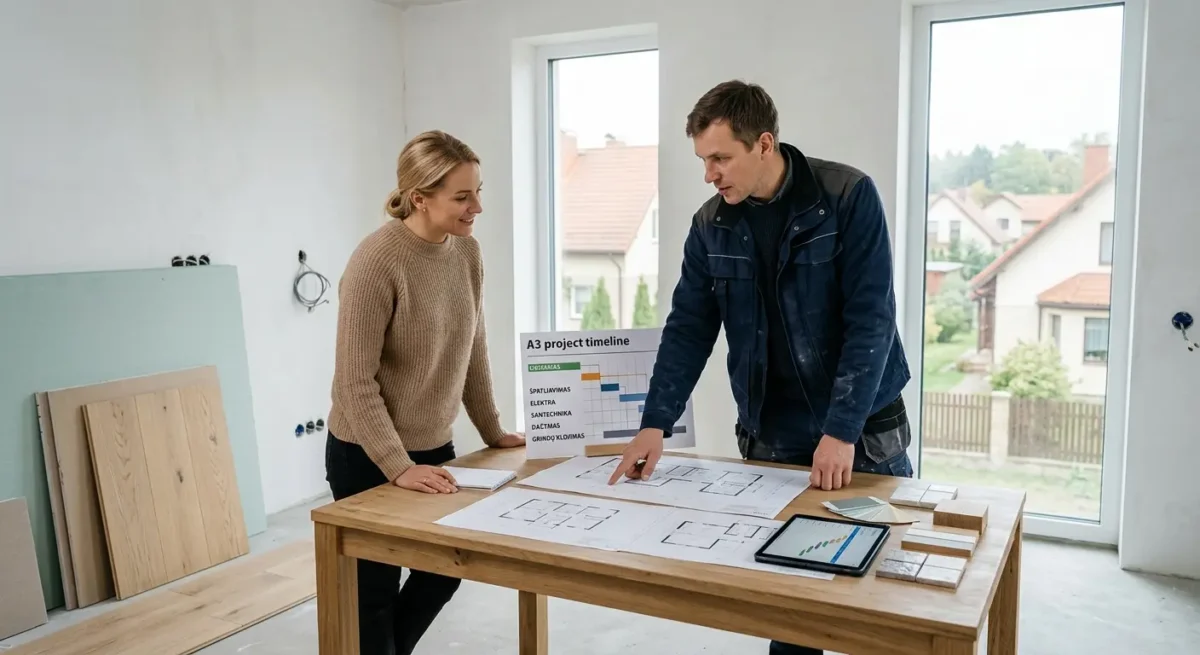 Kaip bus planuojama darbų eiga ir terminai